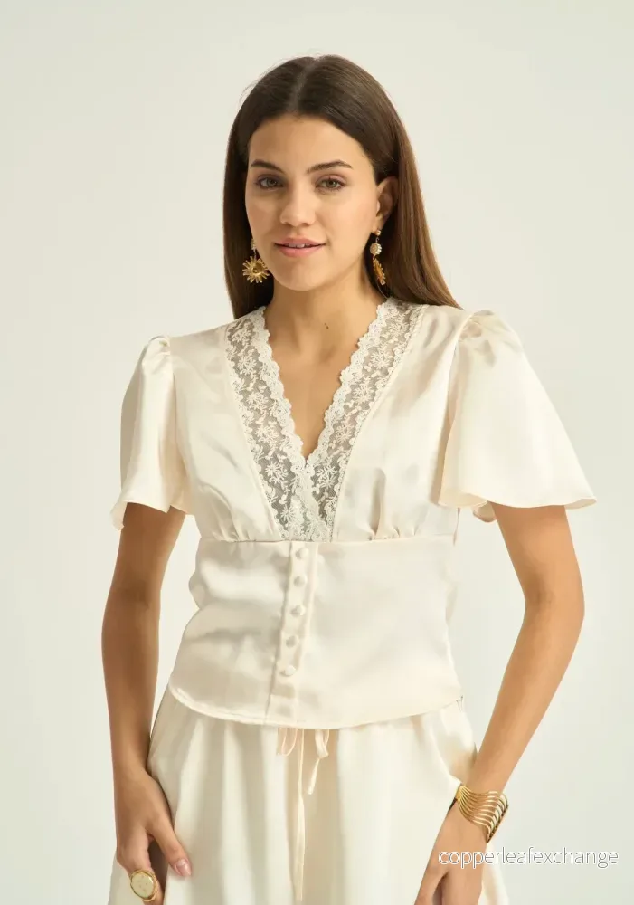 Kate satinblus Beige Kate satinblus Beige