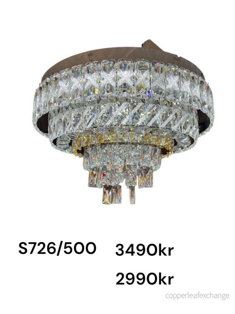 Taklampa kristall rund led modern , 3 delar