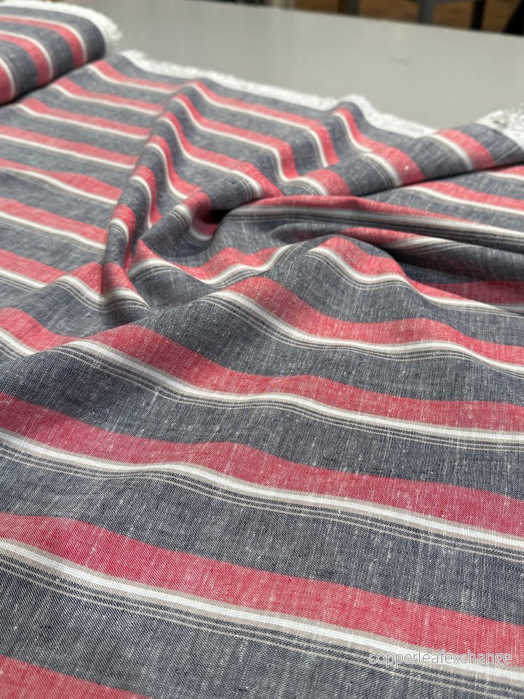 Deadstock – Linen – Viscose – Stripe – Black – Red – Beige – LB9 Deadstock – Linen – Viscose – Stripe – Black – Red – Beige – LB9