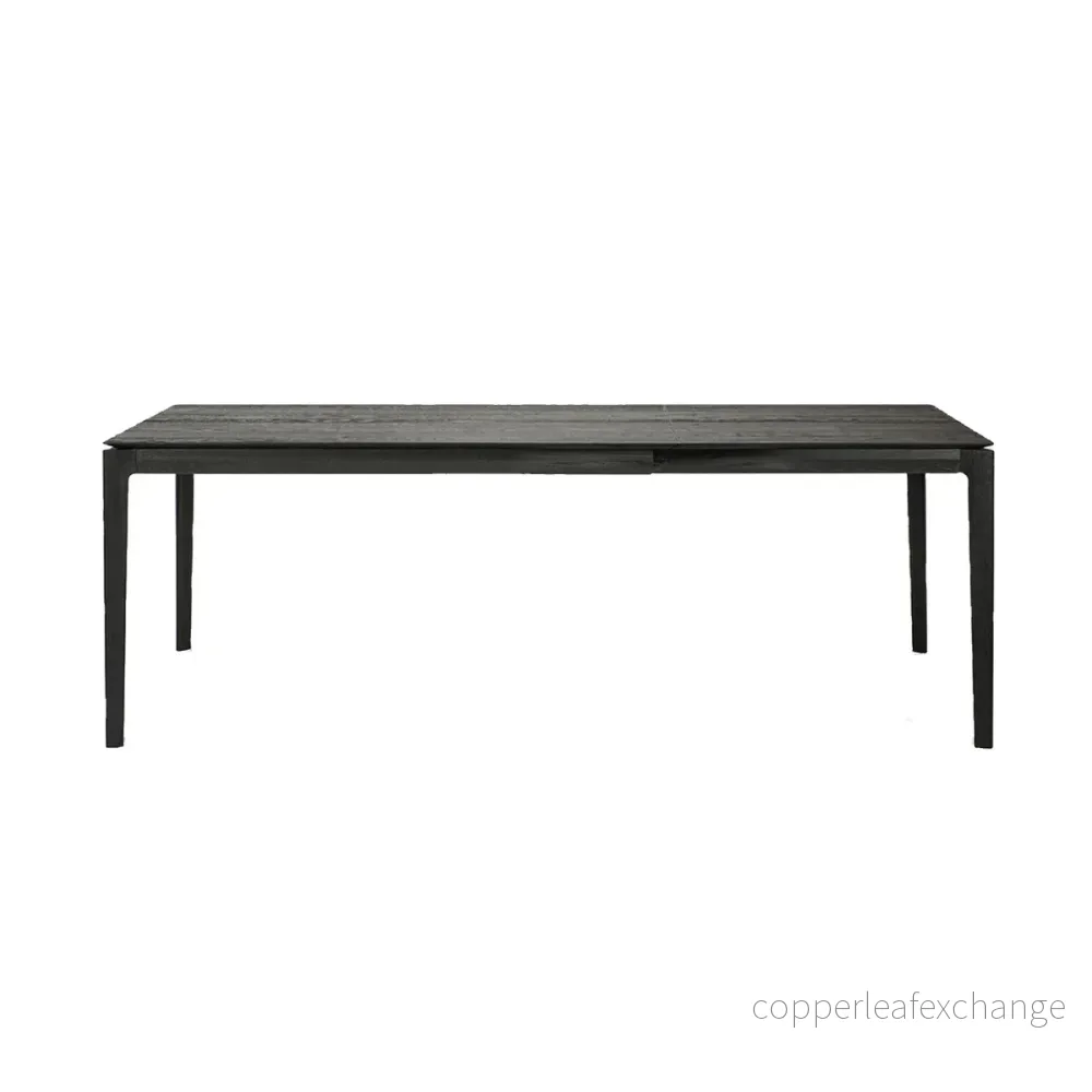 Matbord Bok med iläggsskiva, Svartlackerad Ek