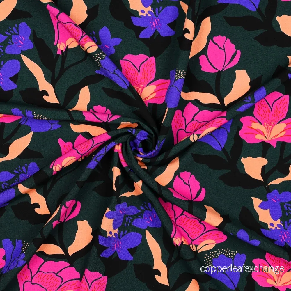 Nerida Hansen - Lenzing Ecovero - Amira Floral - Viscose - Dark Green - Bild 3
