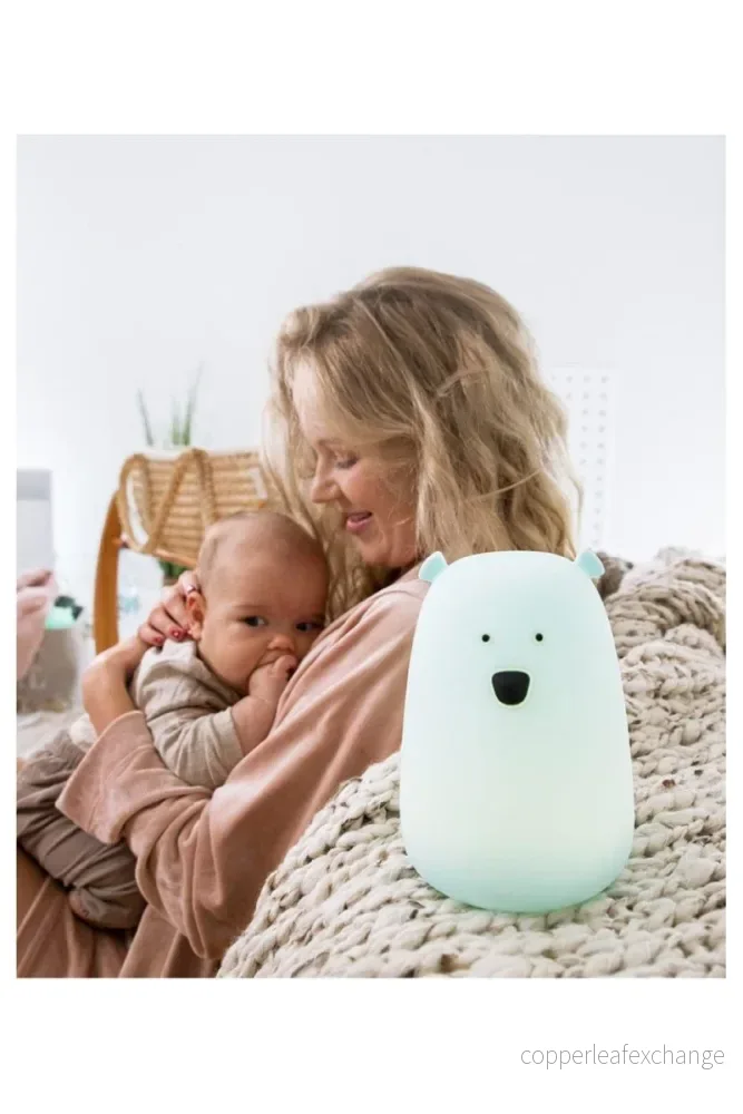 Stora Björn nattlampa i BPA fritt silikon- blå - Bild 2