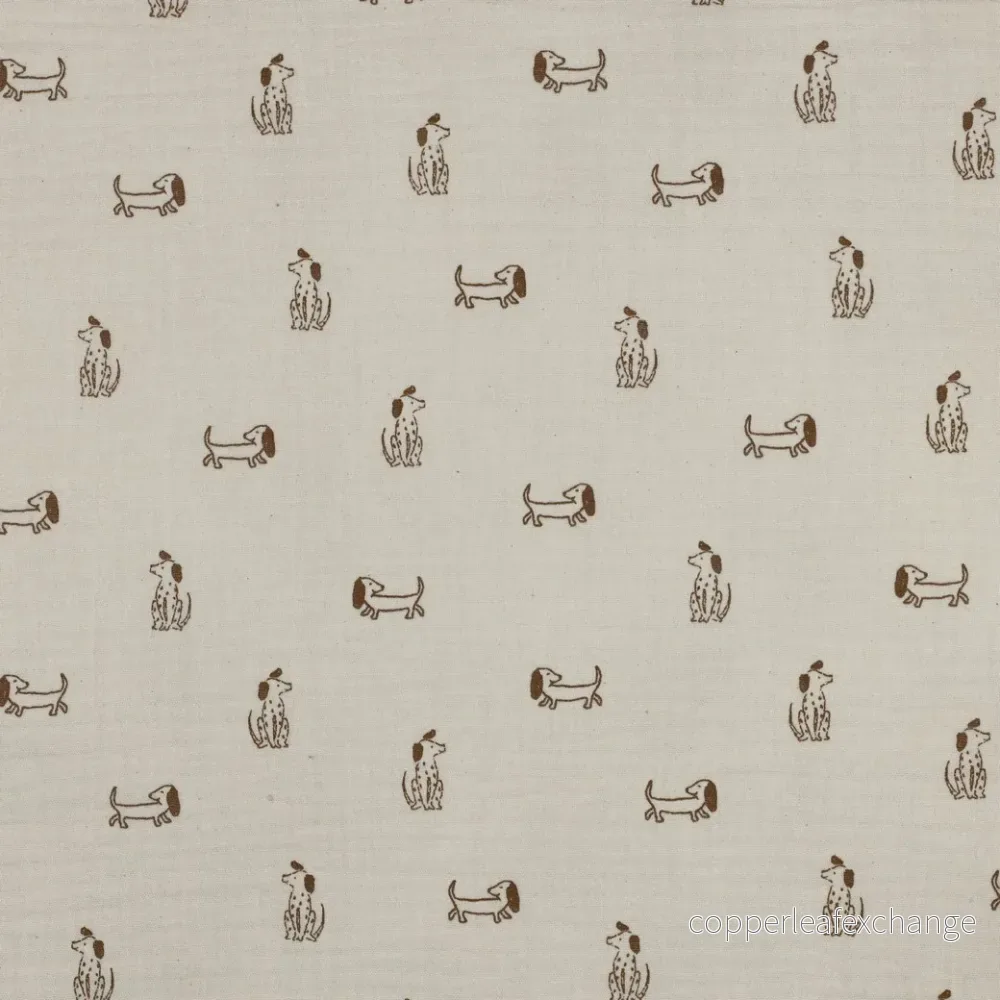 Patterned muslin – Cotton – Double gauze – Dogs – Natural – 34.001