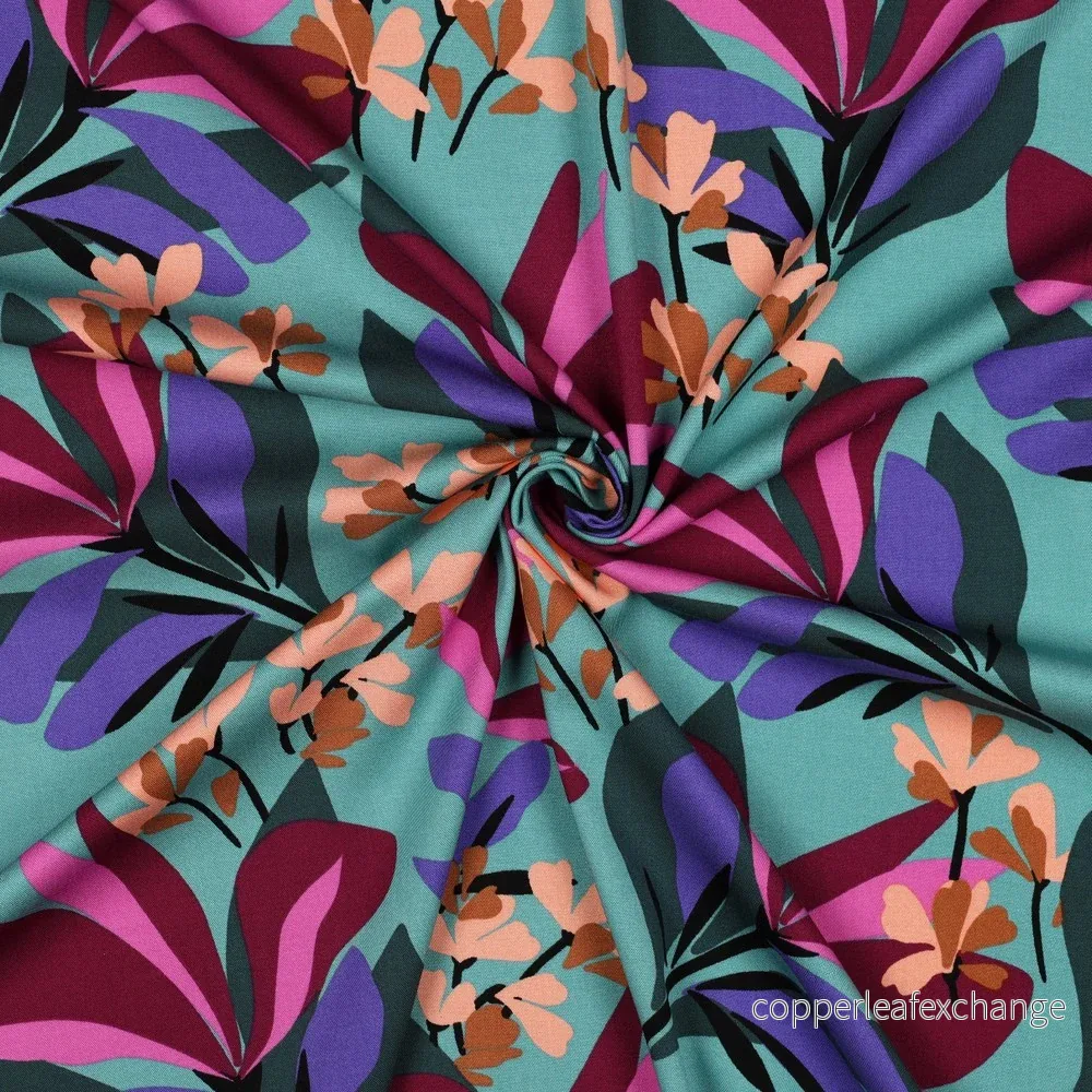 Nerida Hansen - Rosella Stretch - Spring Garden - Viscose - Sea Blue - Bild 3