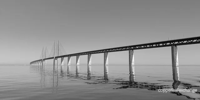 Bron & Sundet söderifrån, Art Print 120 x 60 cm i svart/vitt, välj print på aluminium eller akrylglas Bron & Sundet söderifrån, Art Print 120 x 60 cm i svart/vitt, välj print på aluminium eller akrylglas