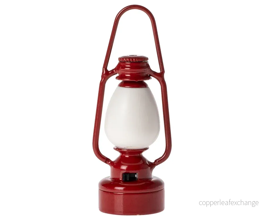 Maileg – Röd lykta vintage, miniatyr lampa, campinglampa/lantern