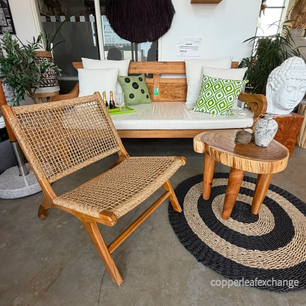Damar Loungestol i Teak & Flätad Rep – Natur - Bild 3