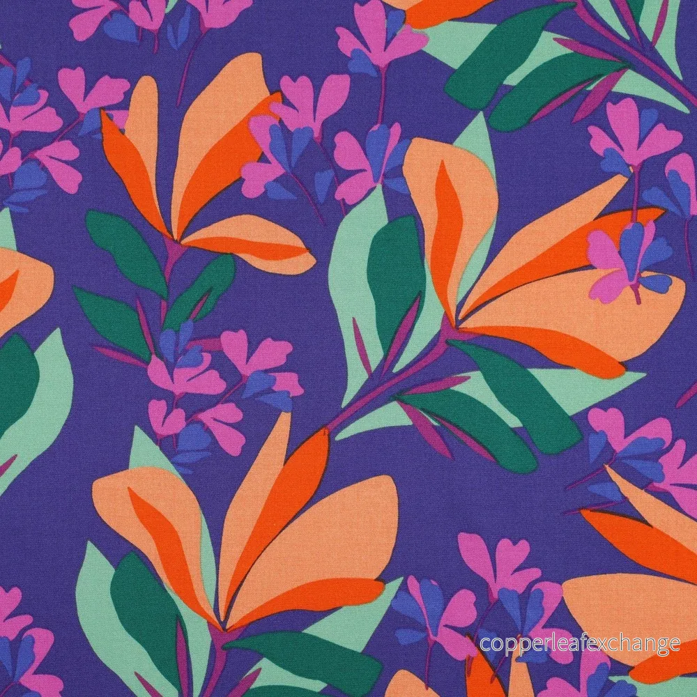 Nerida Hansen – Rosella Stretch – Spring Garden – Viscose – Royal Blue, Apricot Nerida Hansen – Rosella Stretch – Spring Garden – Viscose – Royal Blue, Apricot