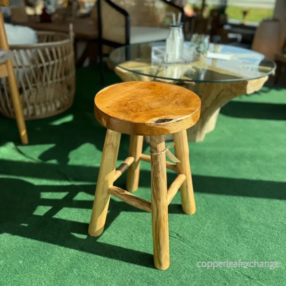 KANSAS Pall i Teak – Mångsidig Sidobord & Sittmöbel 45cm - Bild 3