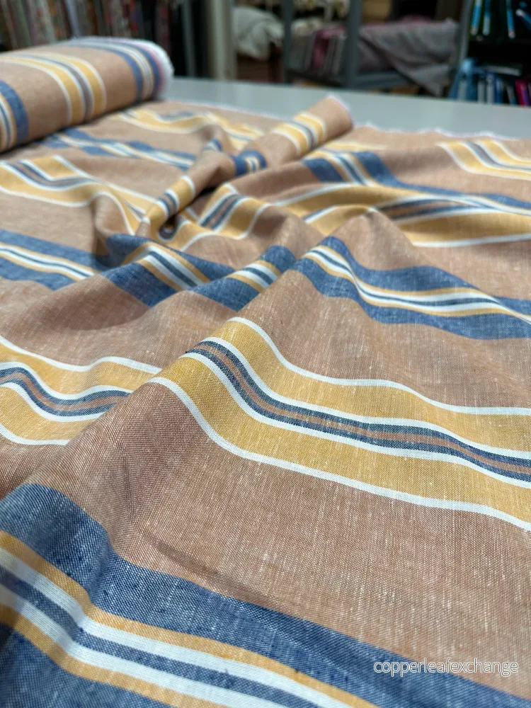 Deadstock – Linen, Viscose – Stripe – Brown, Blue, Yellow – LB5