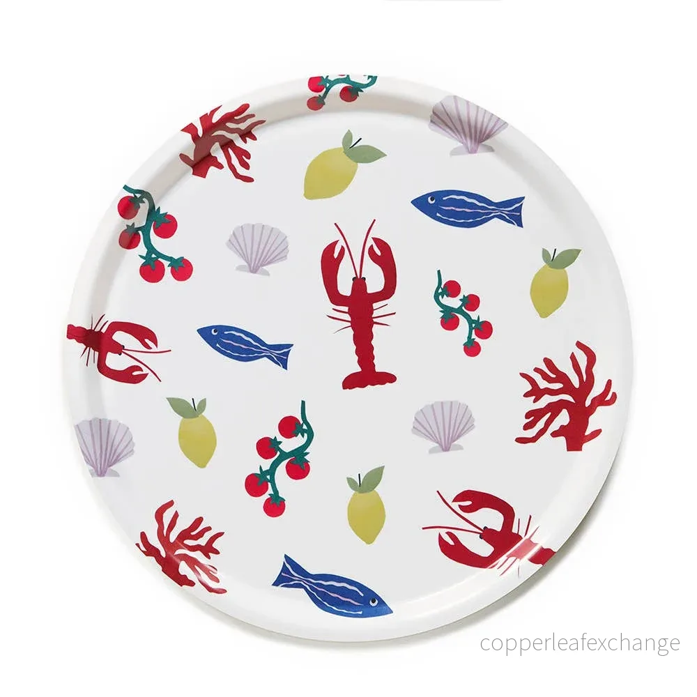 "Seaside Lunch" Rund Serveringsbricka - 38 cm