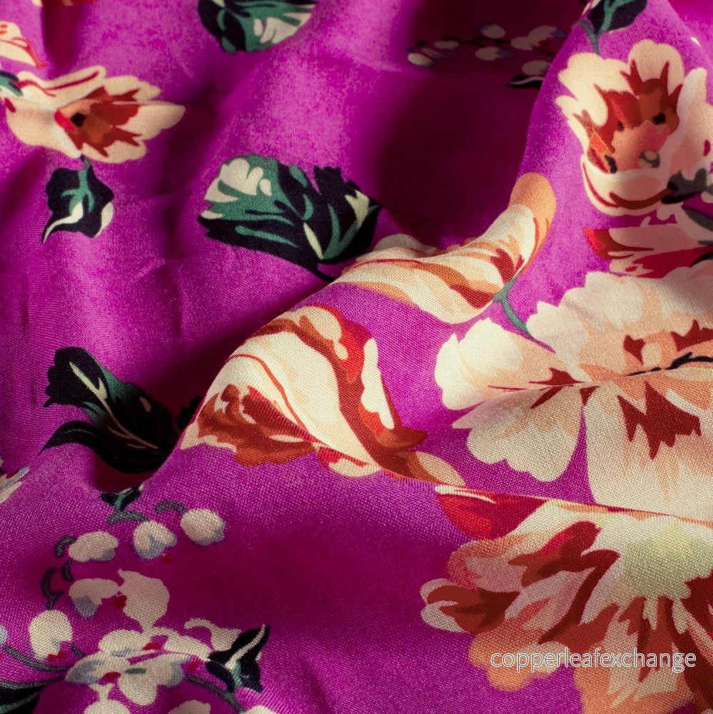 Patterned – Bamboo – Viscose – Flowers – Fuchsia – 017