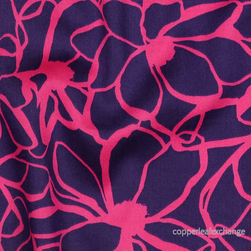 Nerida Hansen – Cotton Satin – Magnolia – Cotton – Dark Purple