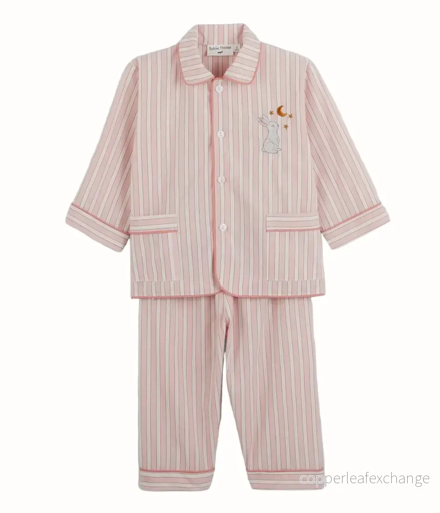 Barnpyjamas Dimanche Rose – bomullspoplin