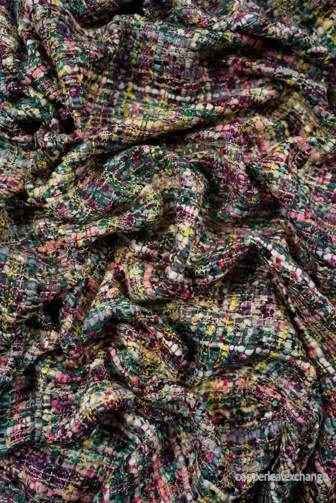 Italian Jacket fabric – ”Chanel-Look” – Viscose – Purple, Petrol, Pink – fg.6