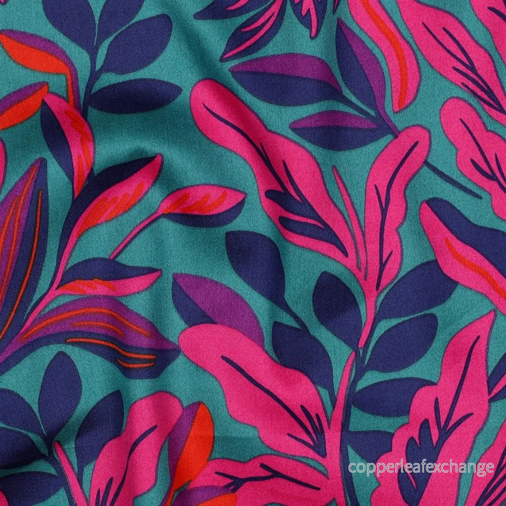 Nerida Hansen – Cotton Satin – Lush Leaves – Cotton – Petrol Nerida Hansen – Cotton Satin – Lush Leaves – Cotton – Petrol