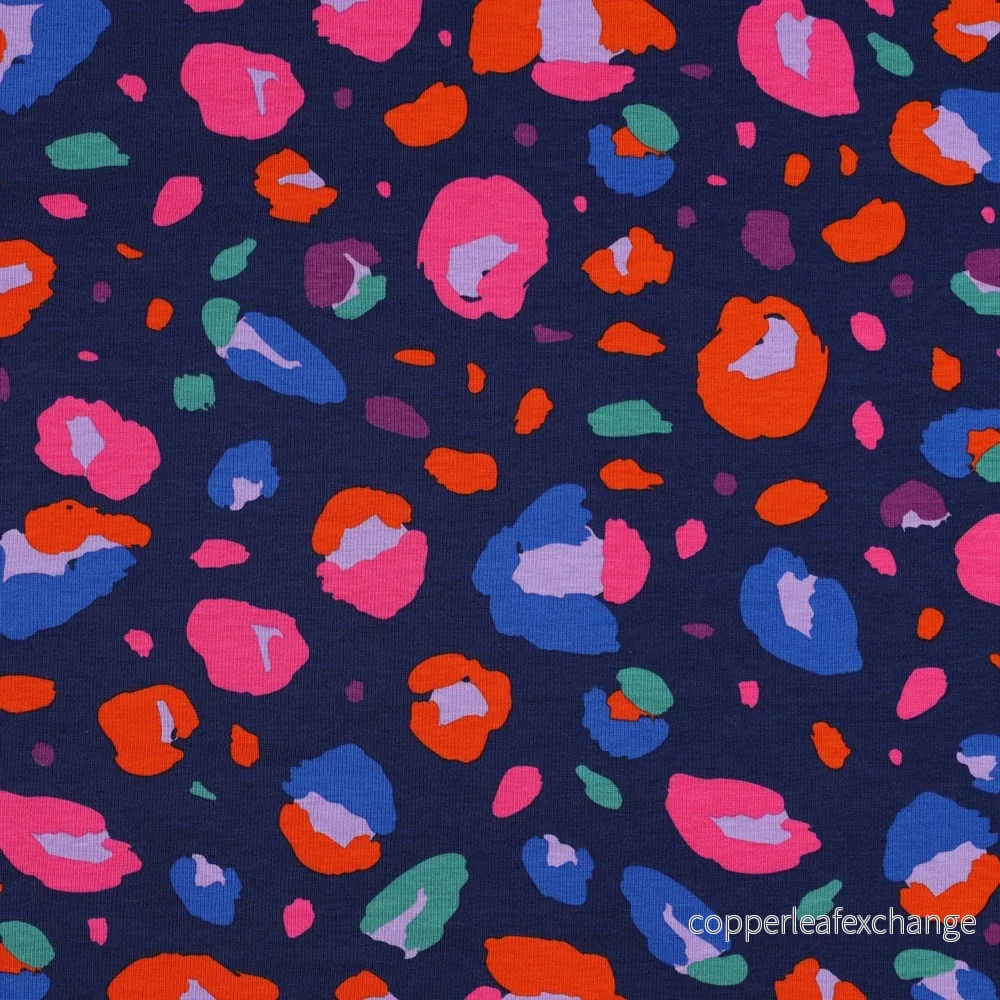 Nerida Hansen - Jersey Gots - Animal - Cotton - Navy