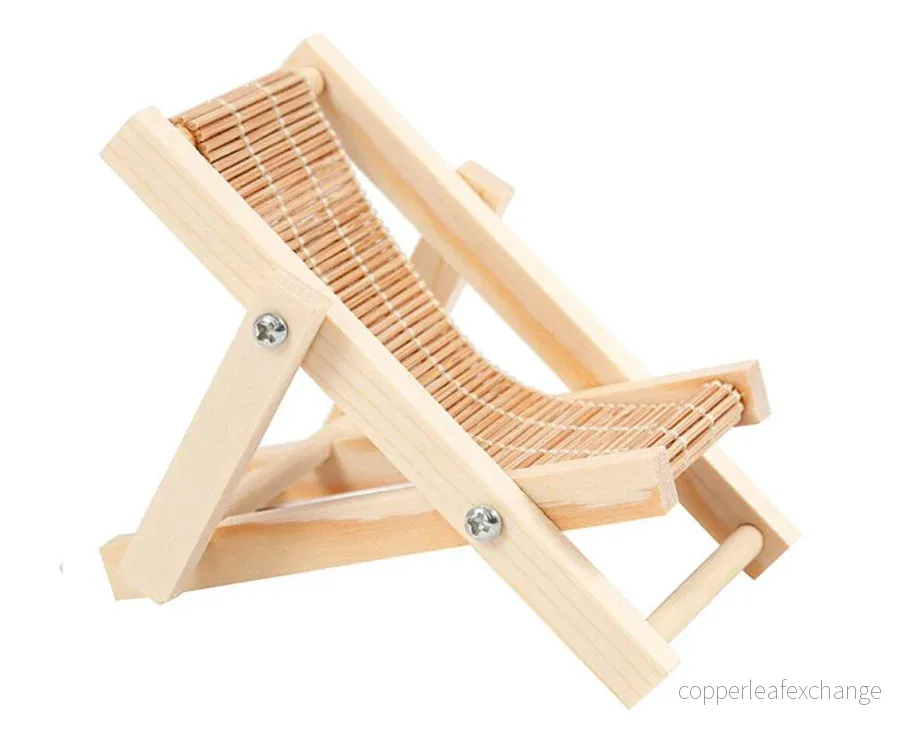 Miniatyr – Solstol i trä, miniatyrstol / strandstol för dockhus - Bild 2
