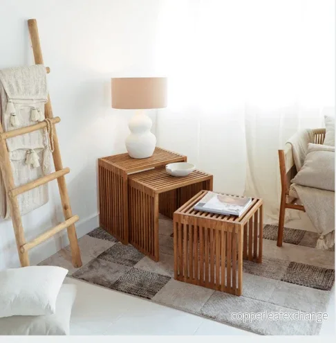 LINEA Sidobord Teak 3-set