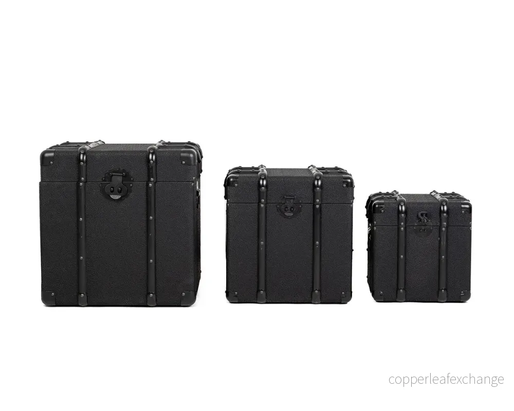Kistor 3-set KARE - VOYAGE, svart