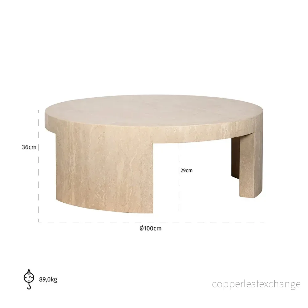 Soffbord round Biltmore Travertin (Beige) - Bild 3