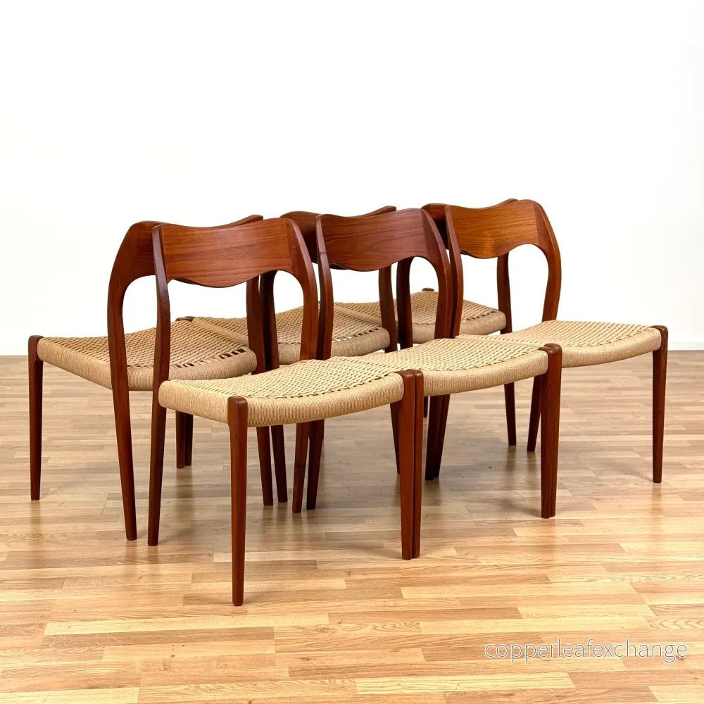 Set om 6 NIELS O. MØLLER, modell '71', i teak, 1950-60-tal, Danmark