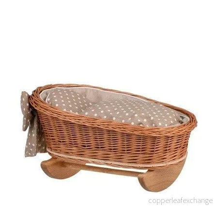 Mimi gungande dockvagga i rotting – natur/beige - Bild 3