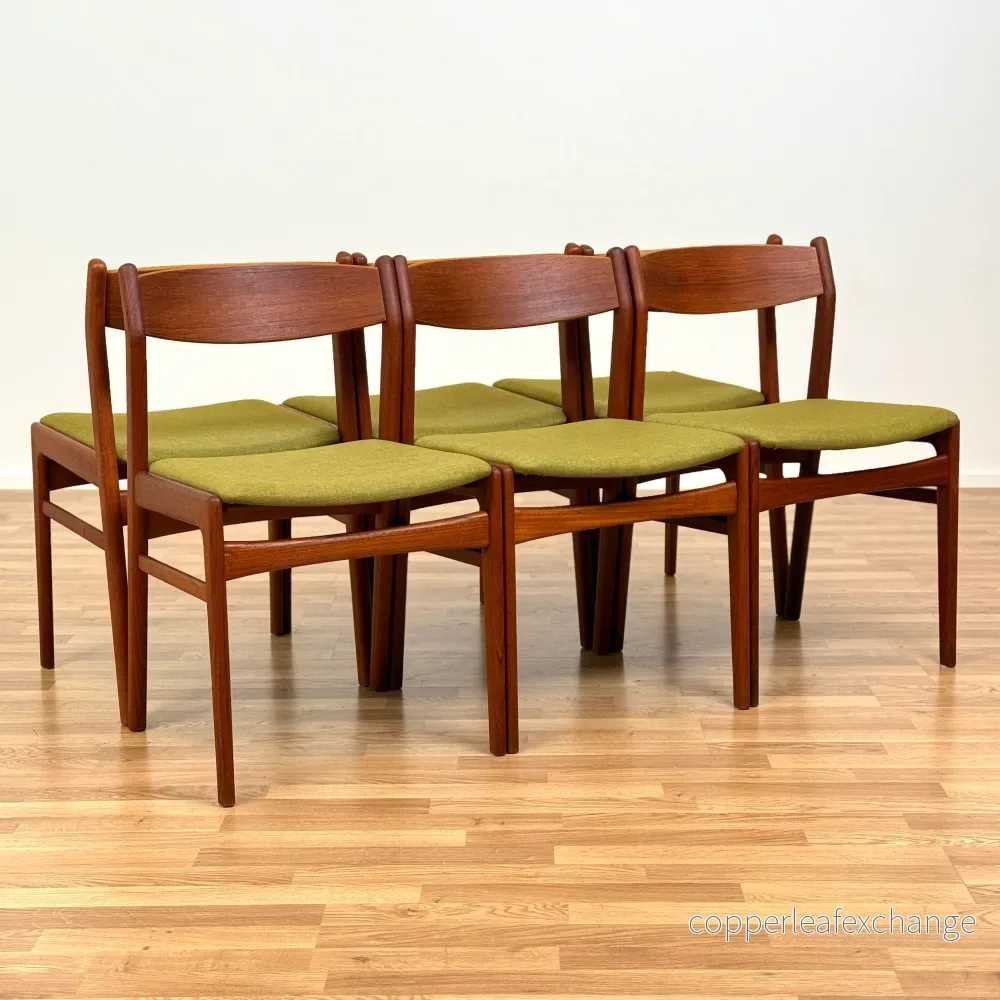 Set med 6 matstolar i teak av Erik Kirkegaard, 1950-60-tal, Danmark