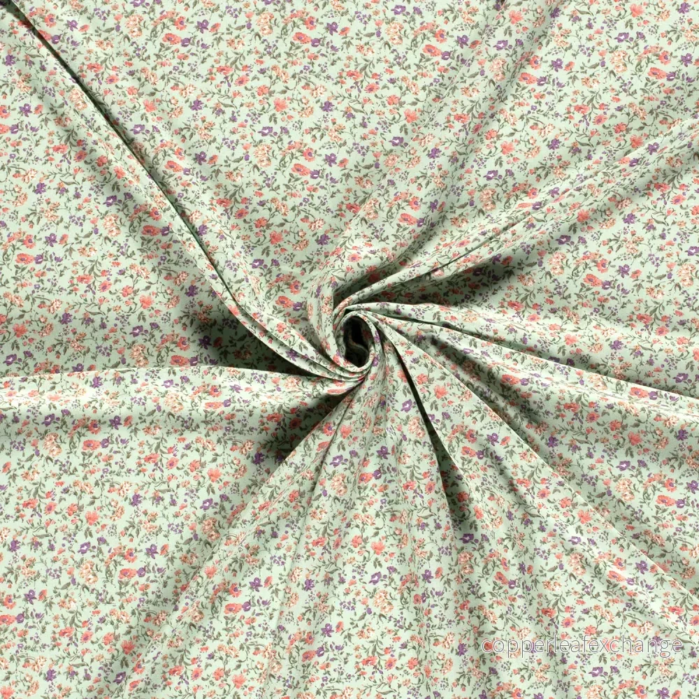 Patterned Viscose - Poplin - Small floral - Mint - Bild 3