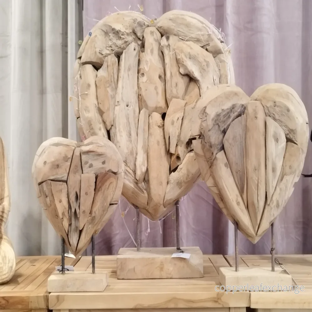 Hjärta Dekoration Återvunnet Teak - 3 Storlekar - Bild 2