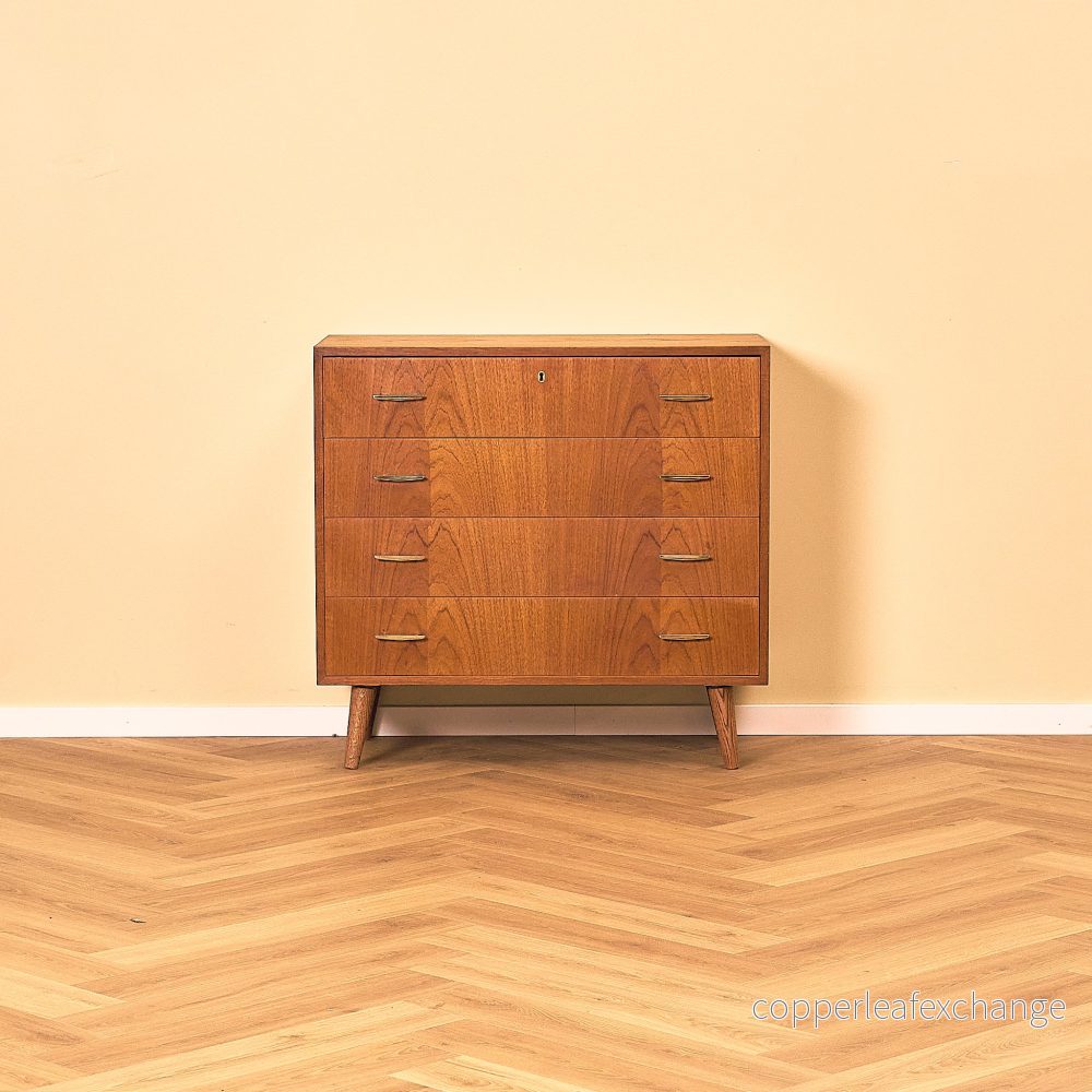 Danish Teak Chest of Drawers with Oak Legs