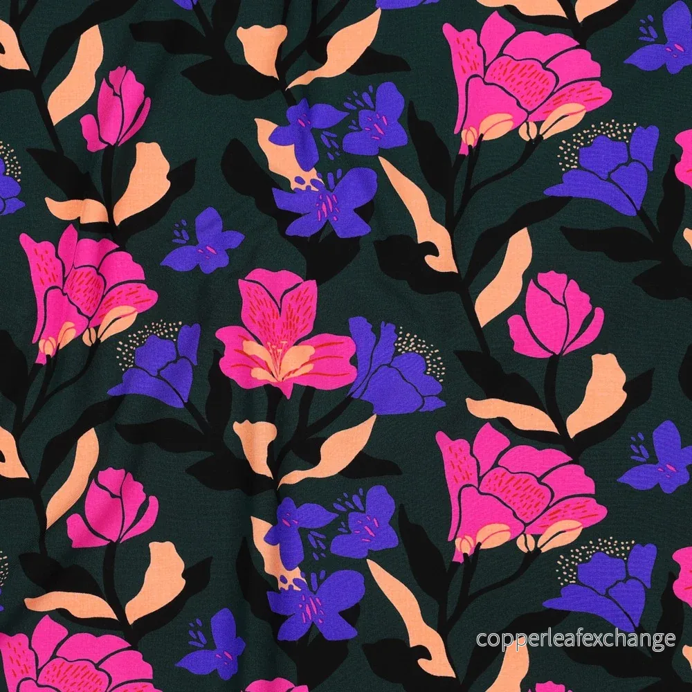 Nerida Hansen - Lenzing Ecovero - Amira Floral - Viscose - Dark Green - Bild 2