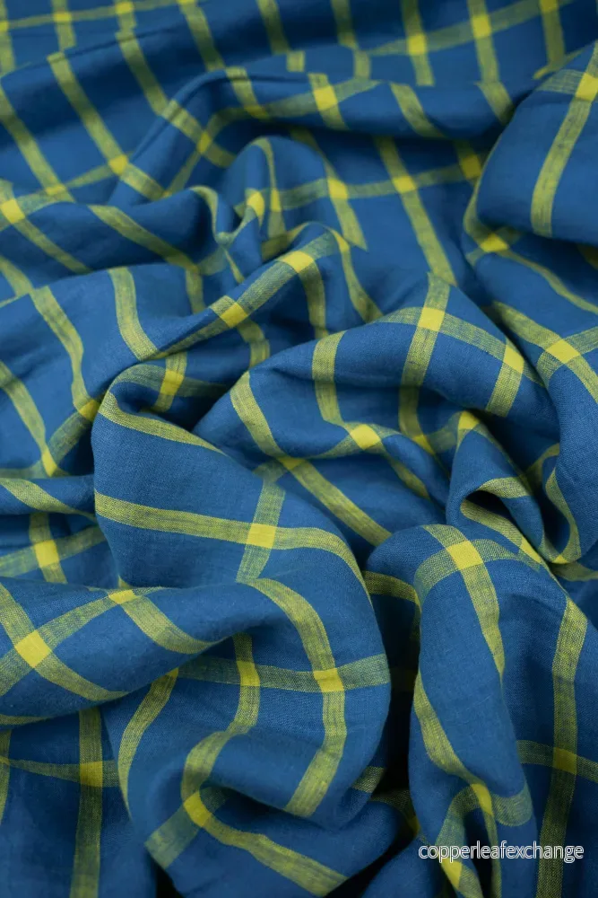 Deadstock – 290 cm wide – Linen – Plaid – Blue – DI58 Deadstock – 290 cm wide – Linen – Plaid – Blue – DI58