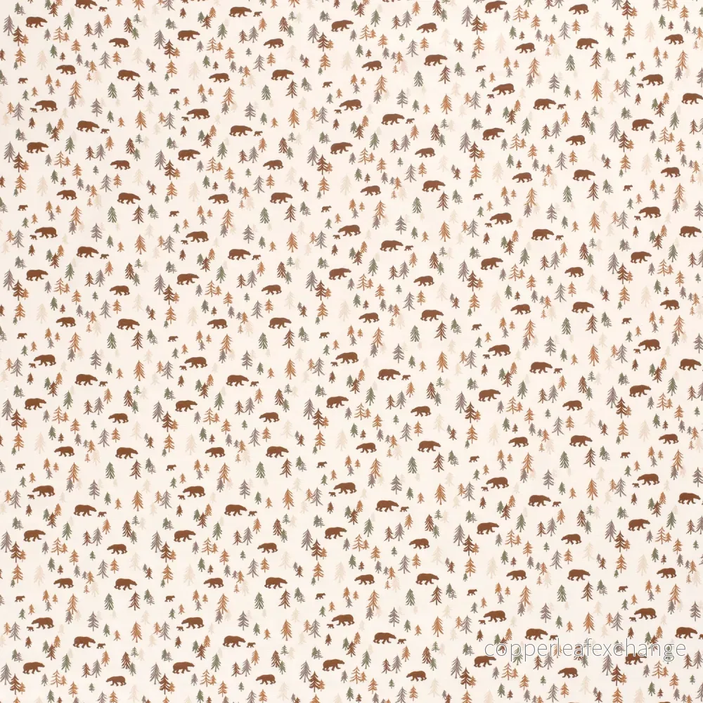 Patterned Cotton Jersey - The Bear in the Forest - 200g - Off-White - Bild 2