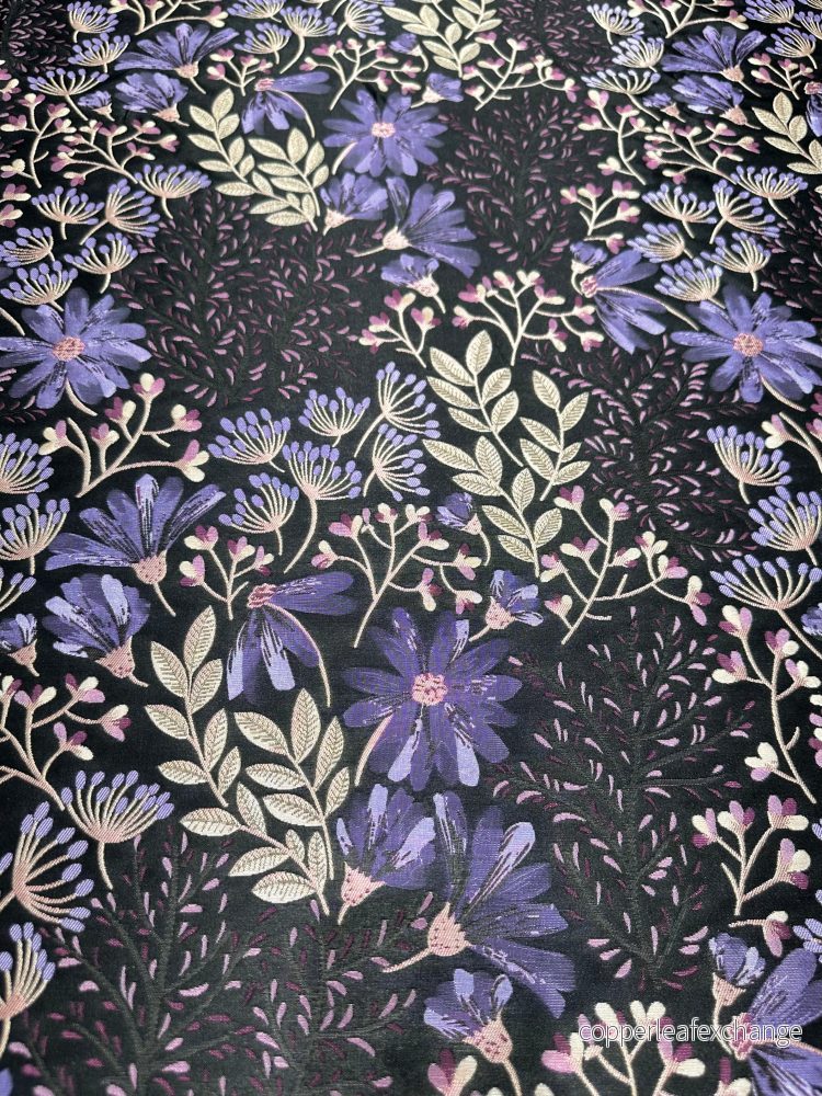 Large floral – Patterned fabric – Glitter – Purple – Black