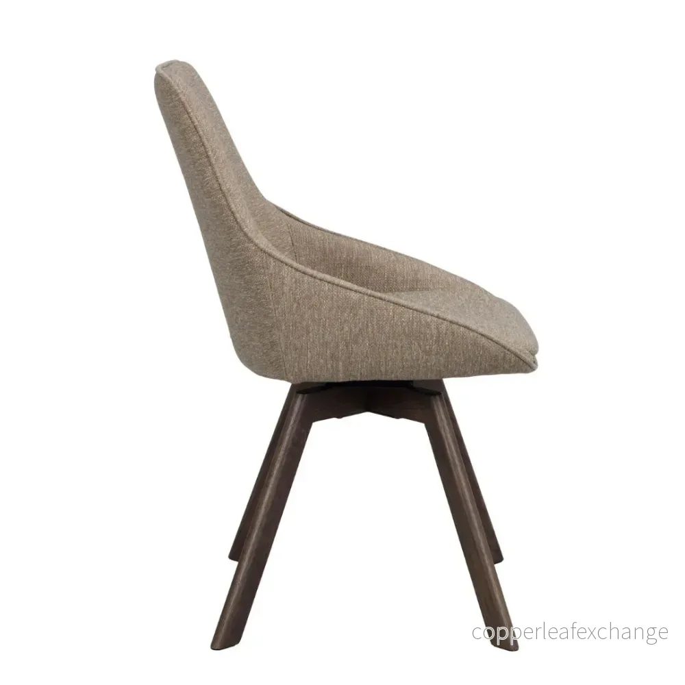 Stol Alison med snurr, mörkbeige med bruna ekben, 2-pack - Bild 3