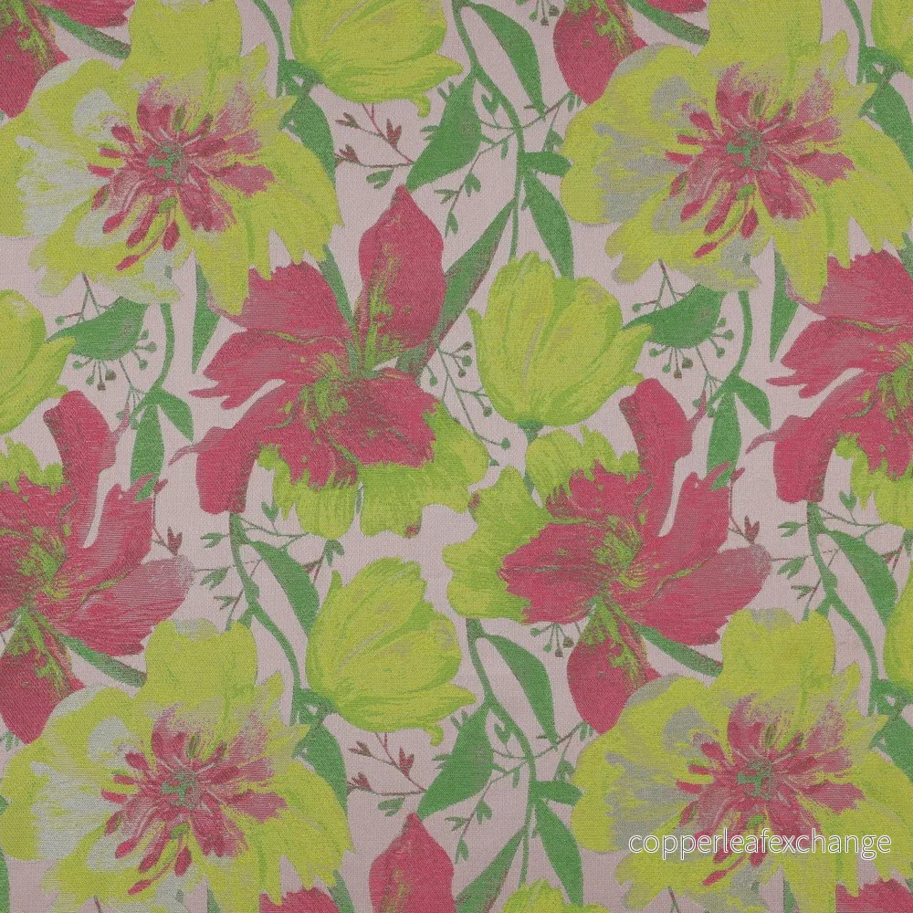 Patterned – Brocade – Polyester – Flowers – Yellow, Pink – 001