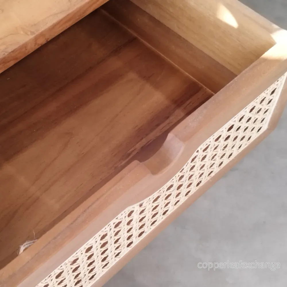 HAWANA Sidobord Teak med Rottinglåda 45x35 cm - Bild 3