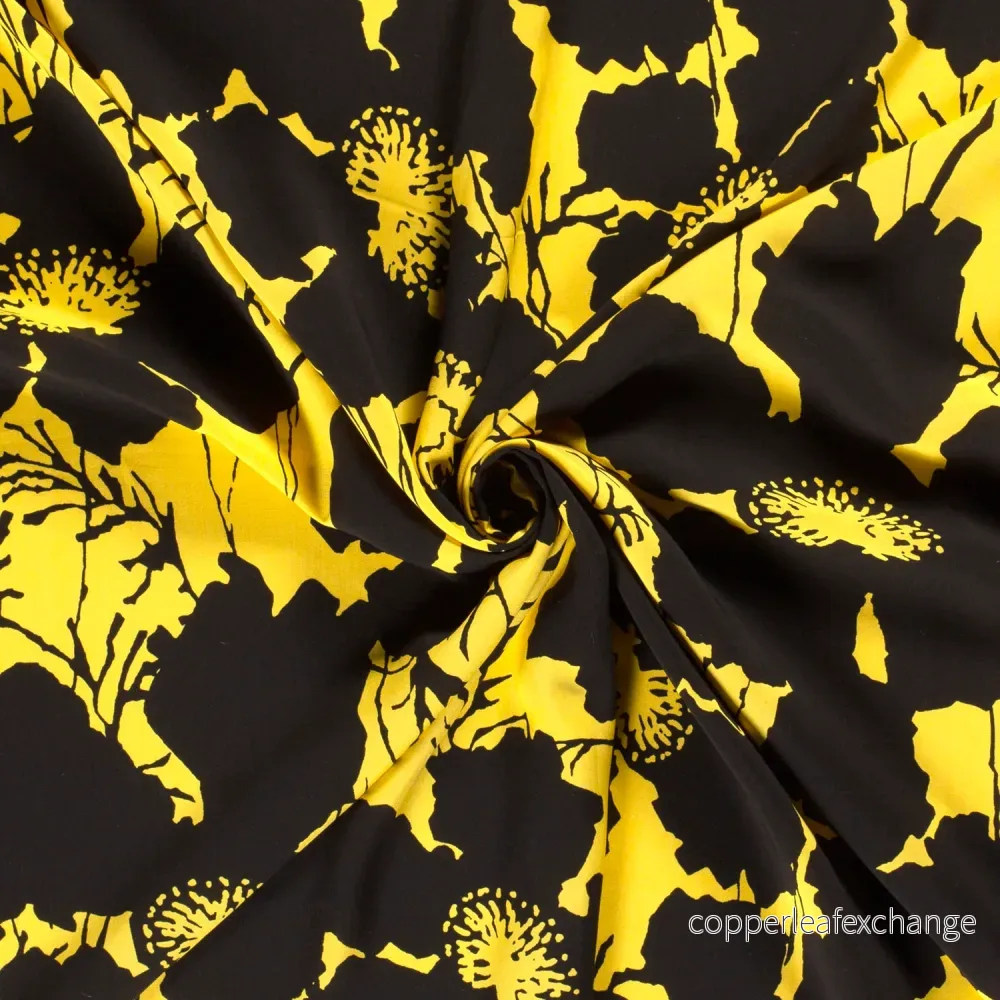 Bamboo Viscose - Poplin - Abstract, Flower - Yellow - Bild 3