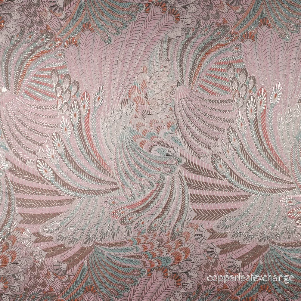 Patterned – Brocade – Polyester – Feathers – Light pink – 001