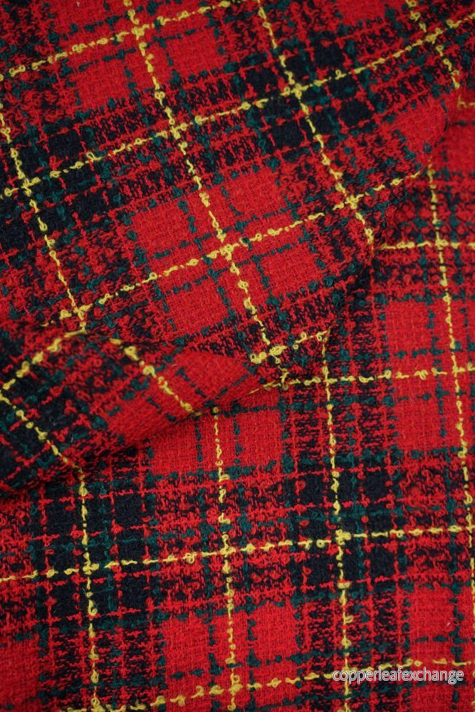 Deadstock – Coat – ”Chanel-Look” – Check – Red, Black, Green, Yellow – DY121 Deadstock – Coat – ”Chanel-Look” – Check – Red, Black, Green, Yellow – DY121