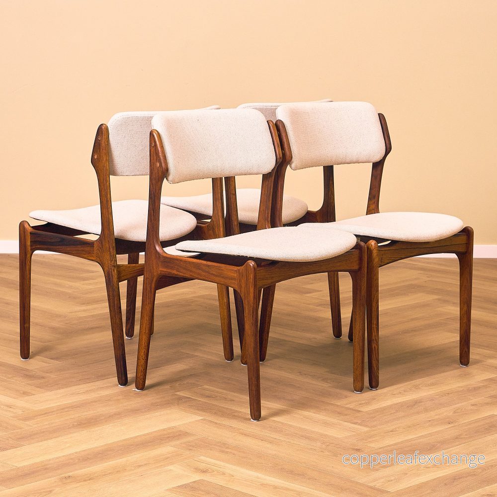 Set om 4 matstolar av Erik Buch, modell OD49, 1950-60-tal, Danmark