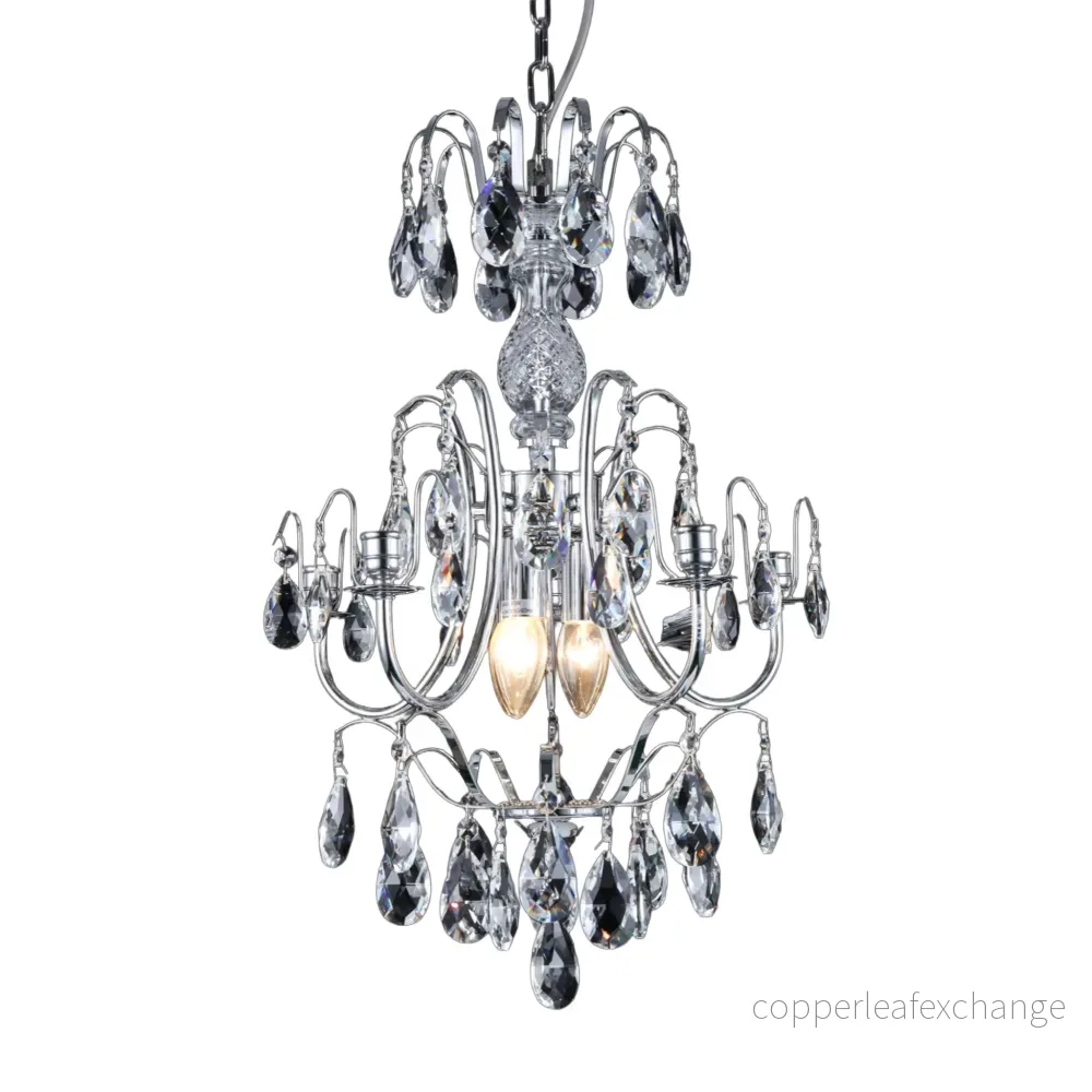 CHARLOTTE BAROCKKRONA 5-Arm – Liten Krom. D40xH60 CHARLOTTE BAROCKKRONA 5-Arm – Liten Krom. D40xH60