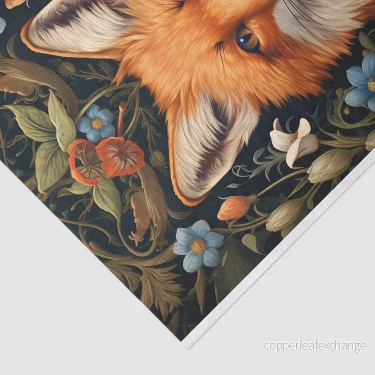 Räv och blomsterbakgrund - enskilda decoupage konstark - Bild 2