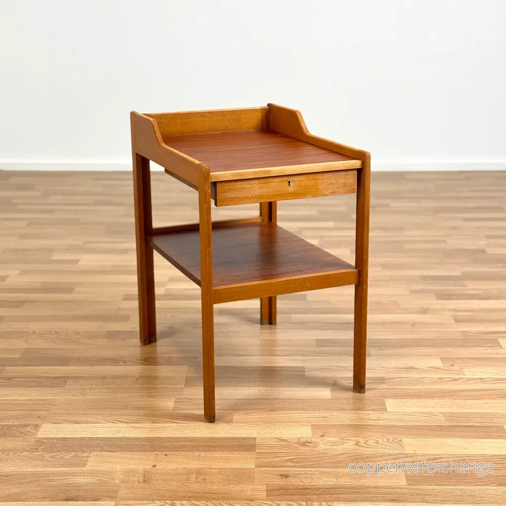 Sängbord i teak och bok av C.A. Acking för Bodafors, 1960-70-tal, Sverige
