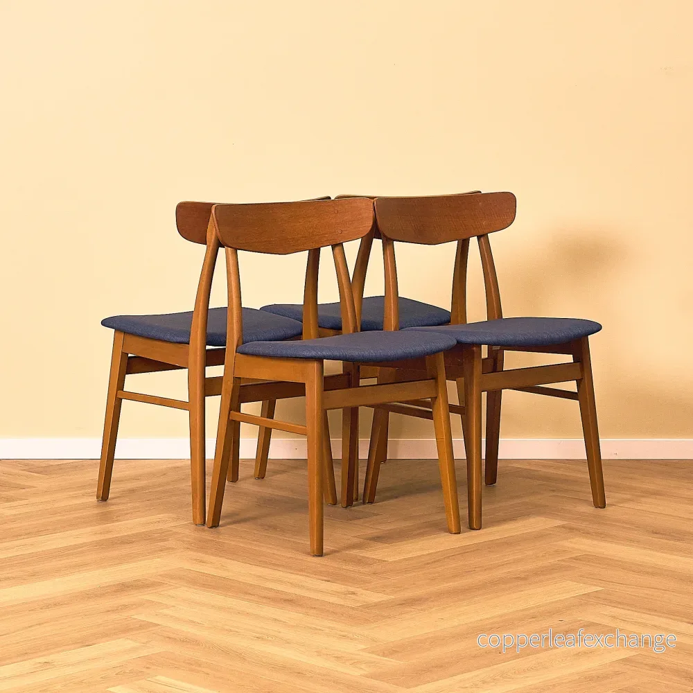 Danish dining chairs in teak and beech by Findahl Møbelfabrik, model 'Møsbol'