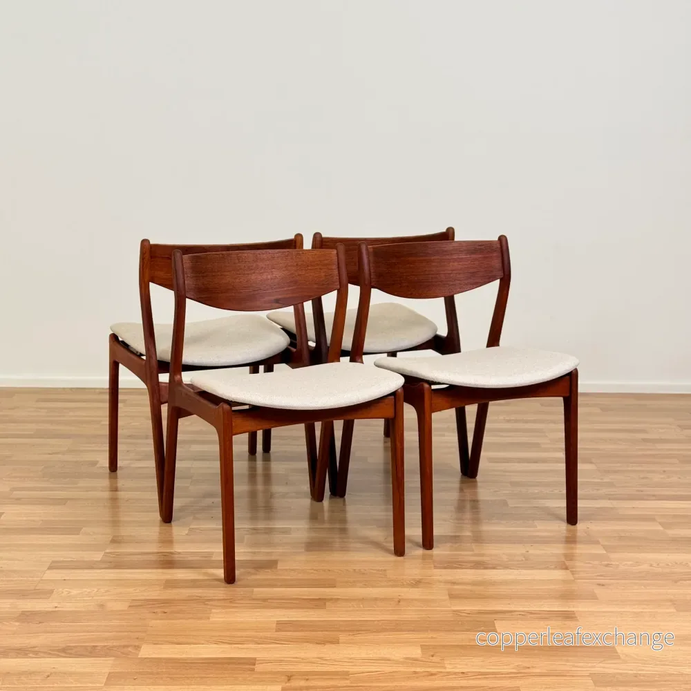 Set om 4 matstolar i teak av P. E. Jorgensen, 1950-60-tal, Danmark