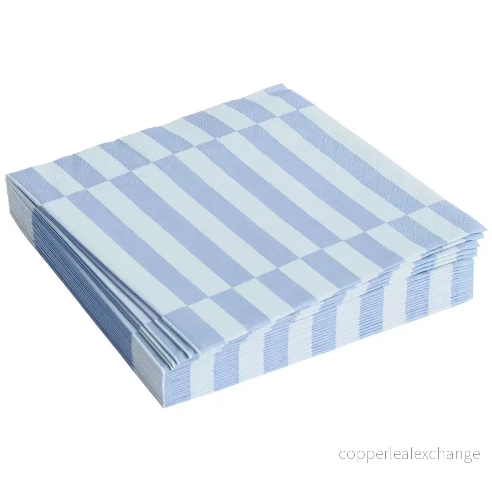 HAY Pattern Napkins Lunch Stripe (Set Of 20) Servetter Light Blue & Dusty Blue