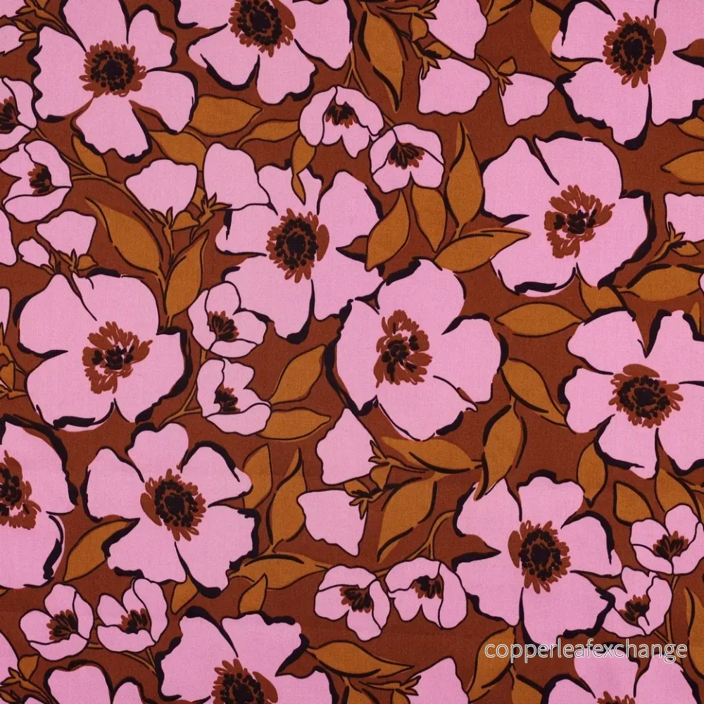 Flowers – Patterned – Satin – Flowers – Brown – 09.009 Flowers – Patterned – Satin – Flowers – Brown – 09.009