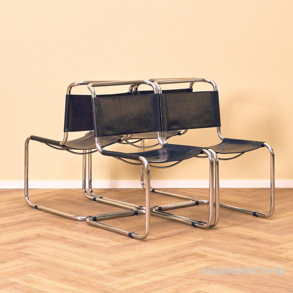 Tyskt set med 4 matstolar, modell ’B33’ av Mart Stam & Marcel Breuer